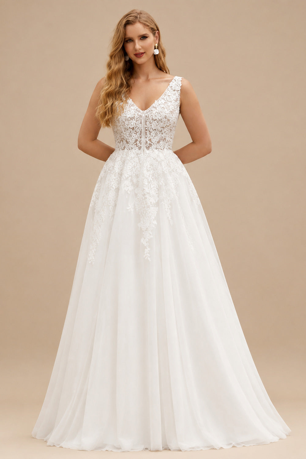 Rutipo Ivory Plus Size Classic Lace Princess Wedding Dresses With Tulle
