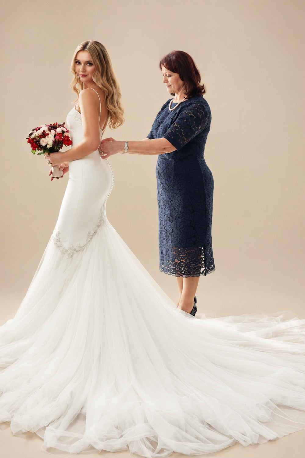 Rutipo Ivory Classic Mermaid Sweetheart Wedding Dresses With Beading