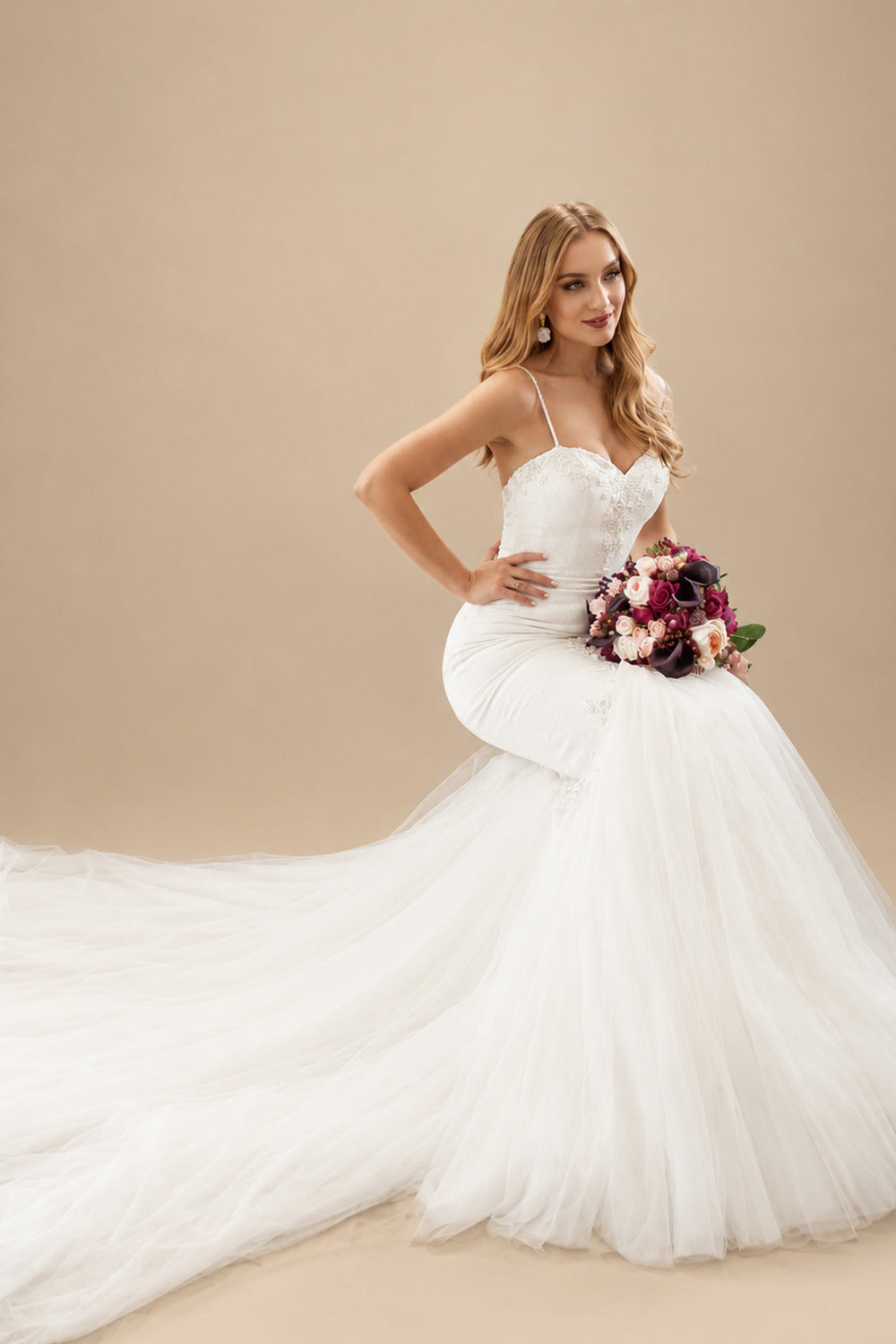 Rutipo Ivory Classic Mermaid Sweetheart Wedding Dresses With Beading