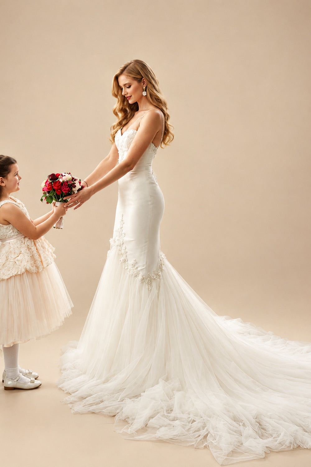 Rutipo Ivory Classic Mermaid Sweetheart Wedding Dresses With Beading