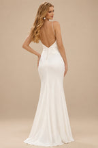 Rutipo Ivory Modern Open Back Mermaid Wedding Dresses