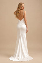 Rutipo Ivory Modern Open Back Mermaid Wedding Dresses