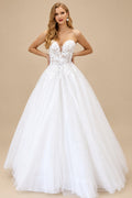 Rutipo White Ball-Gown Sweetheart Sleeveless Lace/Tulle Elegant Wedding Dresses With Appliques Lace