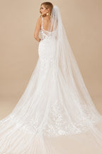Rutipo Ivory Trumpet/Mermaid V-Neck Sleeveless Lace/Tulle Wedding Dresses With Appliques Lace