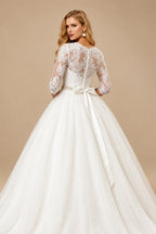 Rutipo Ivory Classic Lace Ball-Gown Sleeves Wedding Dresses