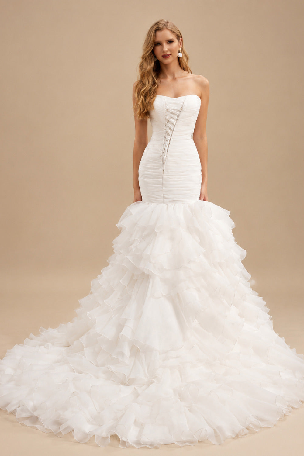 Rutipo Ivory Classic Luxury Mermaid Strapless Wedding Dresses
