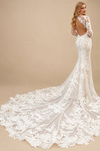 Rutipo As Picture Trumpet/Mermaid Luxury High Neck Vintage Long Sleeves Lace/Tulle Wedding Dresses