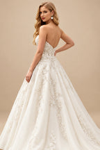 Rutipo Ivory Luxury Ball-Gown Strapless Lace/Tulle Black Wedding Dresses With Appliques Lace