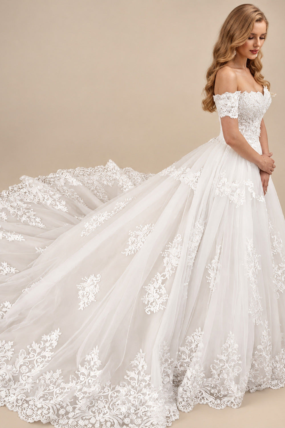 Rutipo As Picture Classic Off-The-Shoulder Ball-Gown Lace Wedding Dresses