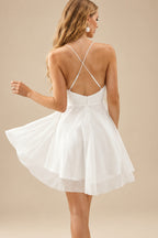Rutipo Ivory A-Line Sweetheart Sleeveless Short/Mini Tulle Wedding Dresses