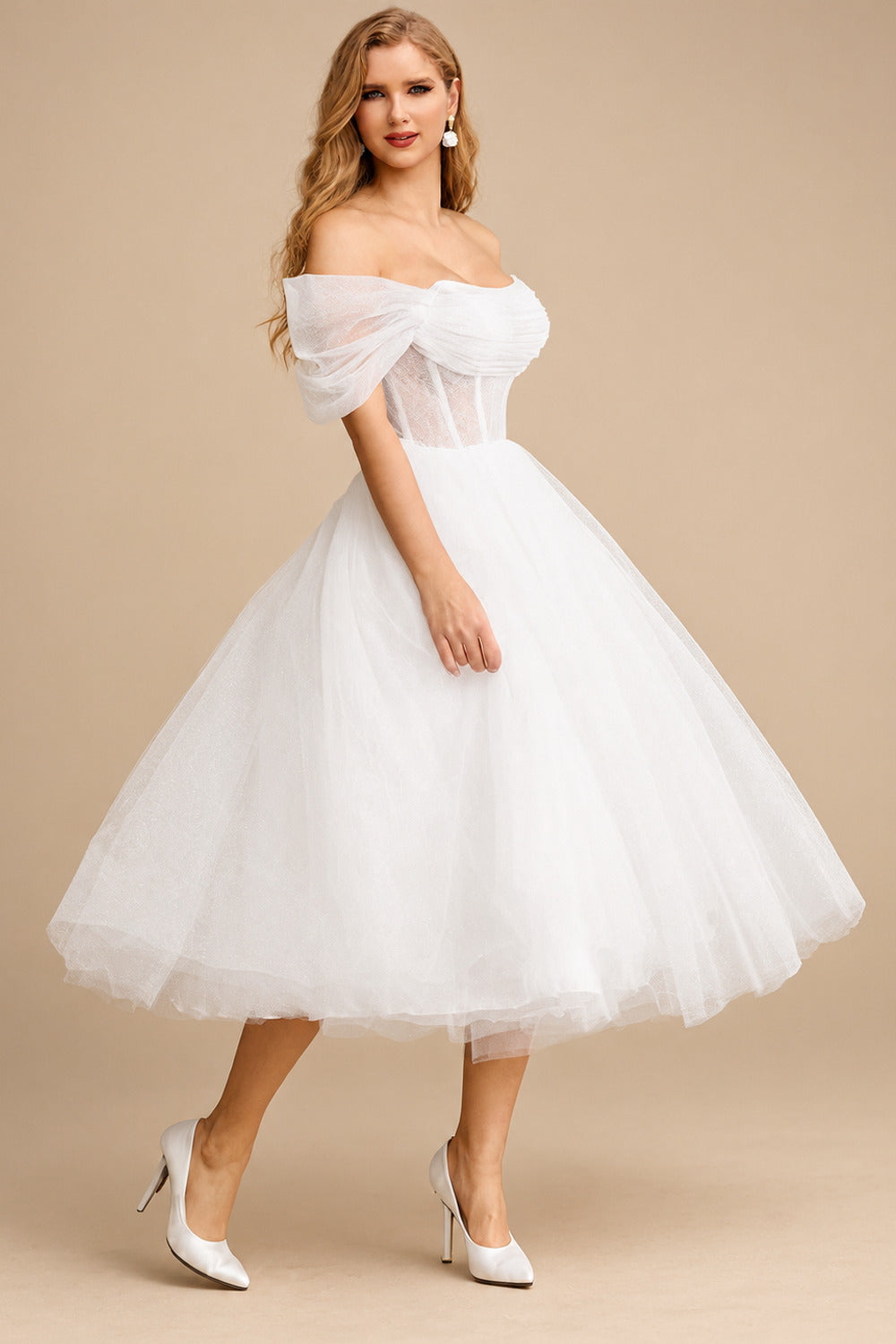 Rutipo Ivory Sweet Ball-Gown Strapless Little White Tulle Wedding Dresses