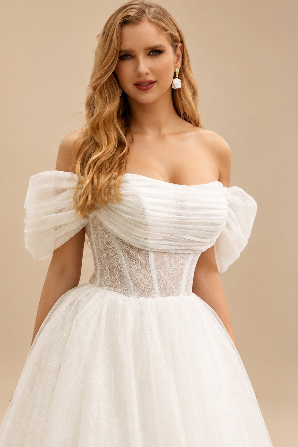Rutipo Ivory Sweet Ball-Gown Strapless Little White Tulle Wedding Dresses