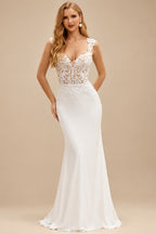 Rutipo Ivory Trumpet/Mermaid Sweetheart Elegant Lace/Elastic Satin Wedding Dresses