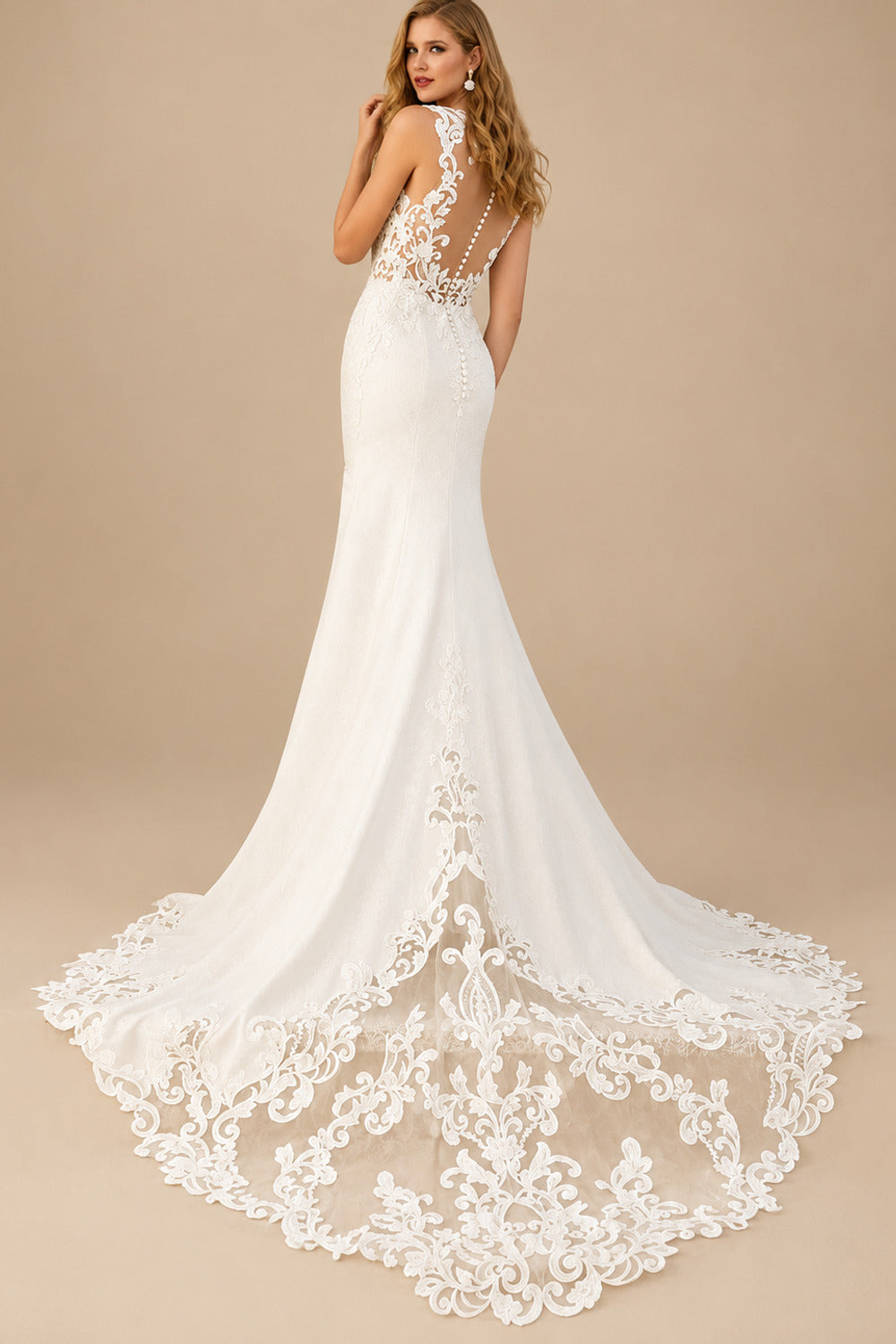 Rutipo Ivory Trumpet/Mermaid Sweetheart Elegant Lace/Elastic Satin Wedding Dresses