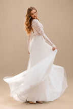 Rutipo As Picture Boho Beach Lace Open Back A-Line Wedding Dresses With Long Sleeves