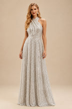 Rutipo As Picture A-Line Halter Sleeveless Sweep Train Sequined Wedding Dresses