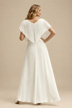 Rutipo Ivory Sexy V-Neck Spaghetti Straps Silk Like Satin Wedding Dresses With Sweep Train