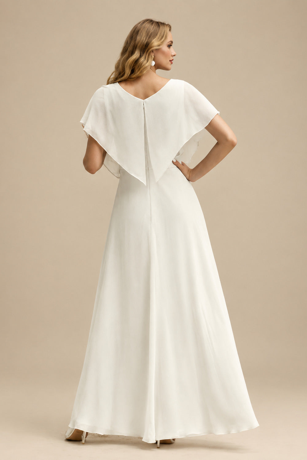 Rutipo Ivory Sexy V-Neck Spaghetti Straps Silk Like Satin Wedding Dresses With Sweep Train