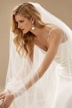 Rutipo Ivory Sexy V-Neck Spaghetti Straps Silk Like Satin Wedding Dresses With Sweep Train