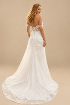 Rutipo Ivory Sheath Sweetheart Long Sleeves Sweep Train Lace/Elastic Satin Wedding Dresses With Lace