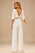 Rutipo Ivory Square Neckline 1/2 Sleeves Floor-Length Wedding Dress