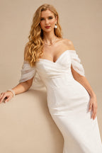 Rutipo Ivory Modern Off-The-Shoulder Trumpet/Mermaid Wedding Dresses