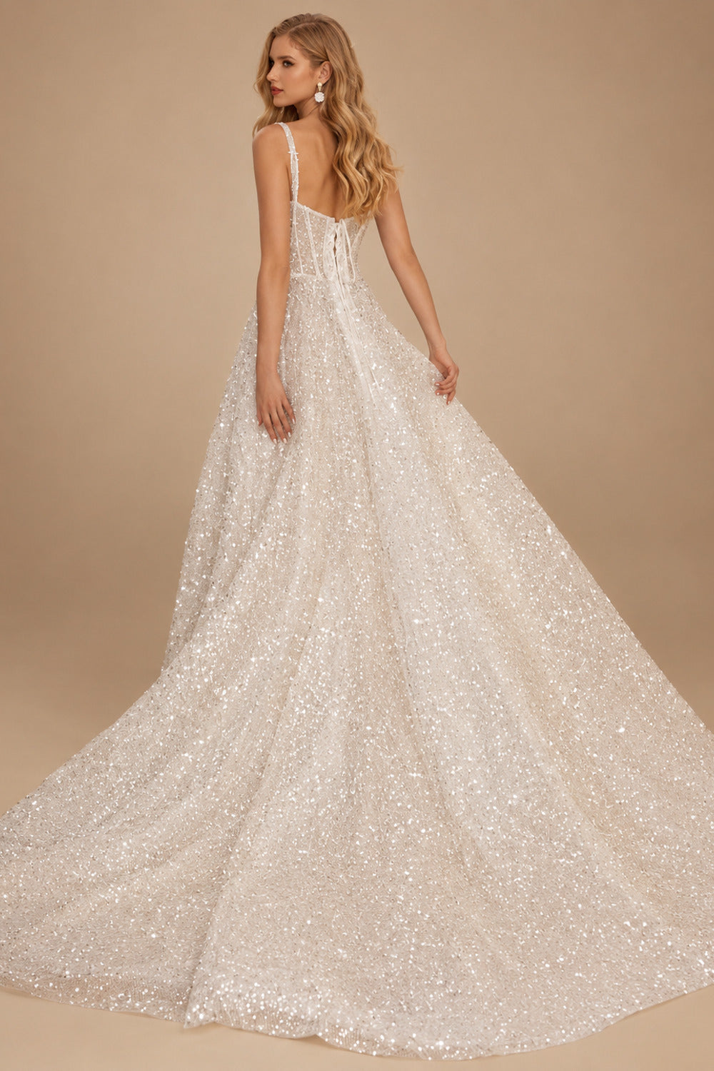 Rutipo As Picture Sparkly Sequined A-Line Square Neckline Wedding Dresses