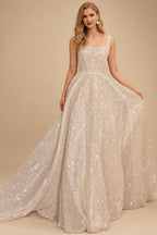 Rutipo As Picture Sparkly Sequined A-Line Square Neckline Wedding Dresses