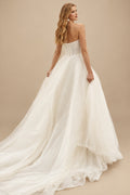 Rutipo Ivory Boho Beach Tulle A-Line Slit Wedding Dresses
