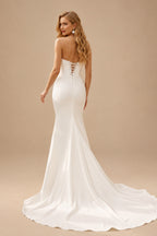 Rutipo Ivory SWD11350Strapless Trumpet/Mermaid Satin Simple Wedding Dresses