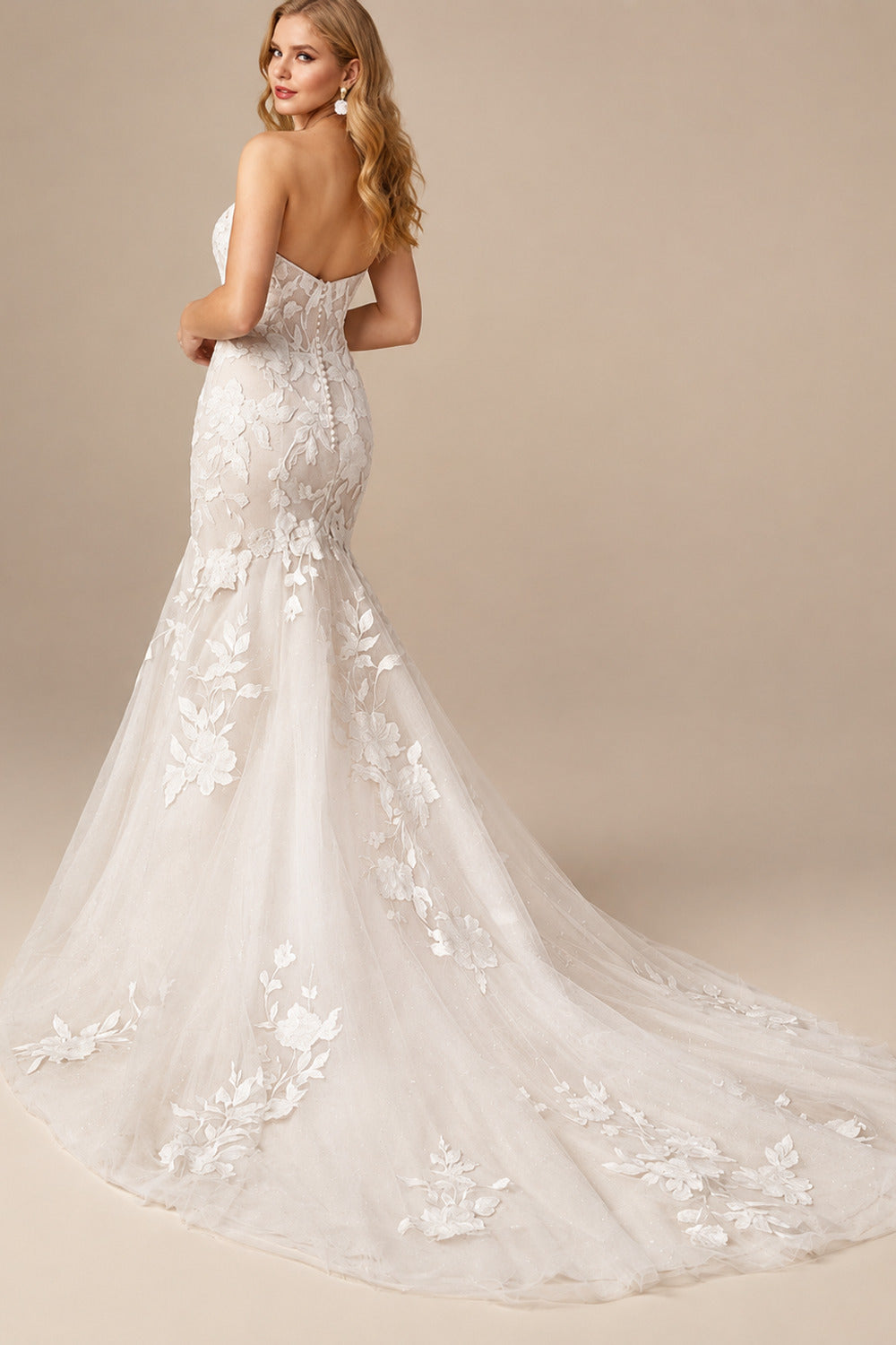 Rutipo As Picture Mermaid Sweetheart Sleeveless Sweep Train Lace Wedding Dresses