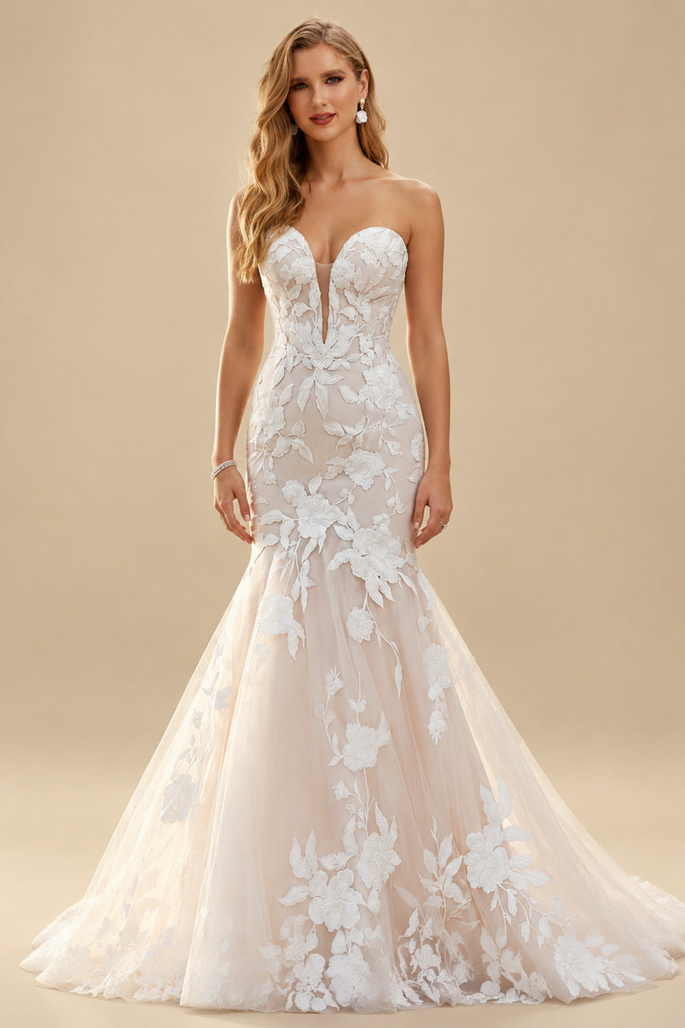 Rutipo As Picture Mermaid Sweetheart Sleeveless Sweep Train Lace Wedding Dresses