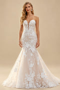 Rutipo As Picture Mermaid Sweetheart Sleeveless Sweep Train Lace Wedding Dresses