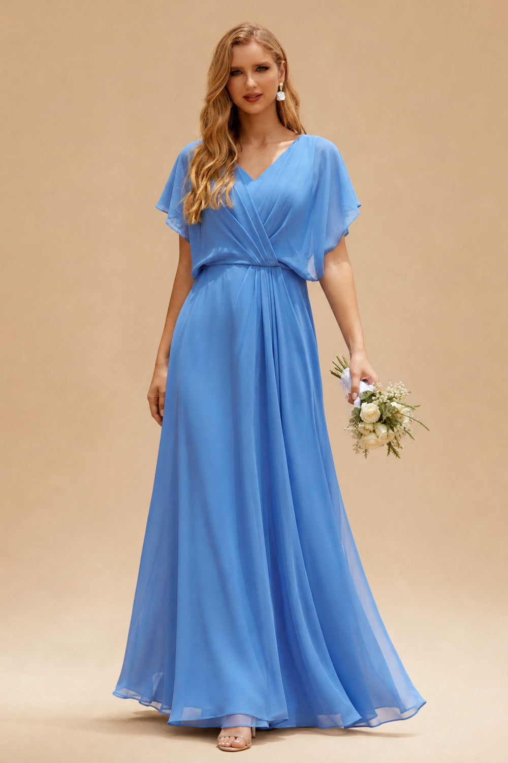 Rutipo As Picture Boho Sequin V-Neck Long Sleeves Sweep Train Wedding Dresses