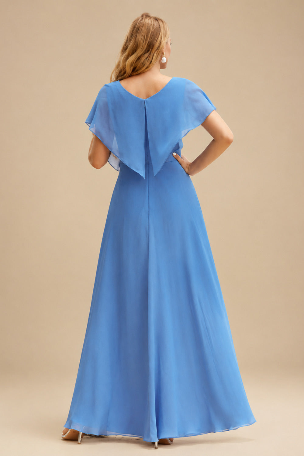 Rutipo As Picture Beach Open Back V-Neck Long Sleeves Wedding Dresses