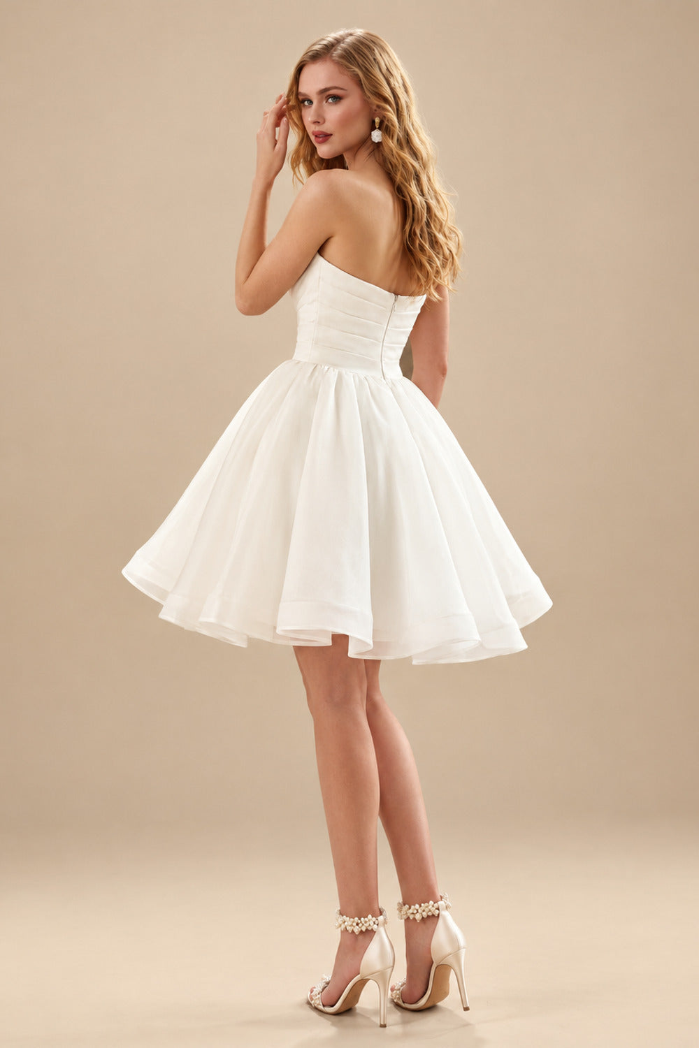 Rutipo Ivory Sweet Ball-Gown Sweetheart Short/Mini Organza Wedding Dresses