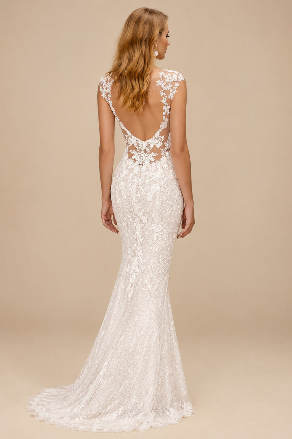 Rutipo Ivory Trumpet/Mermaid Sweetheart Sleeveless Cathedral Lace/Tulle Wedding Dresses