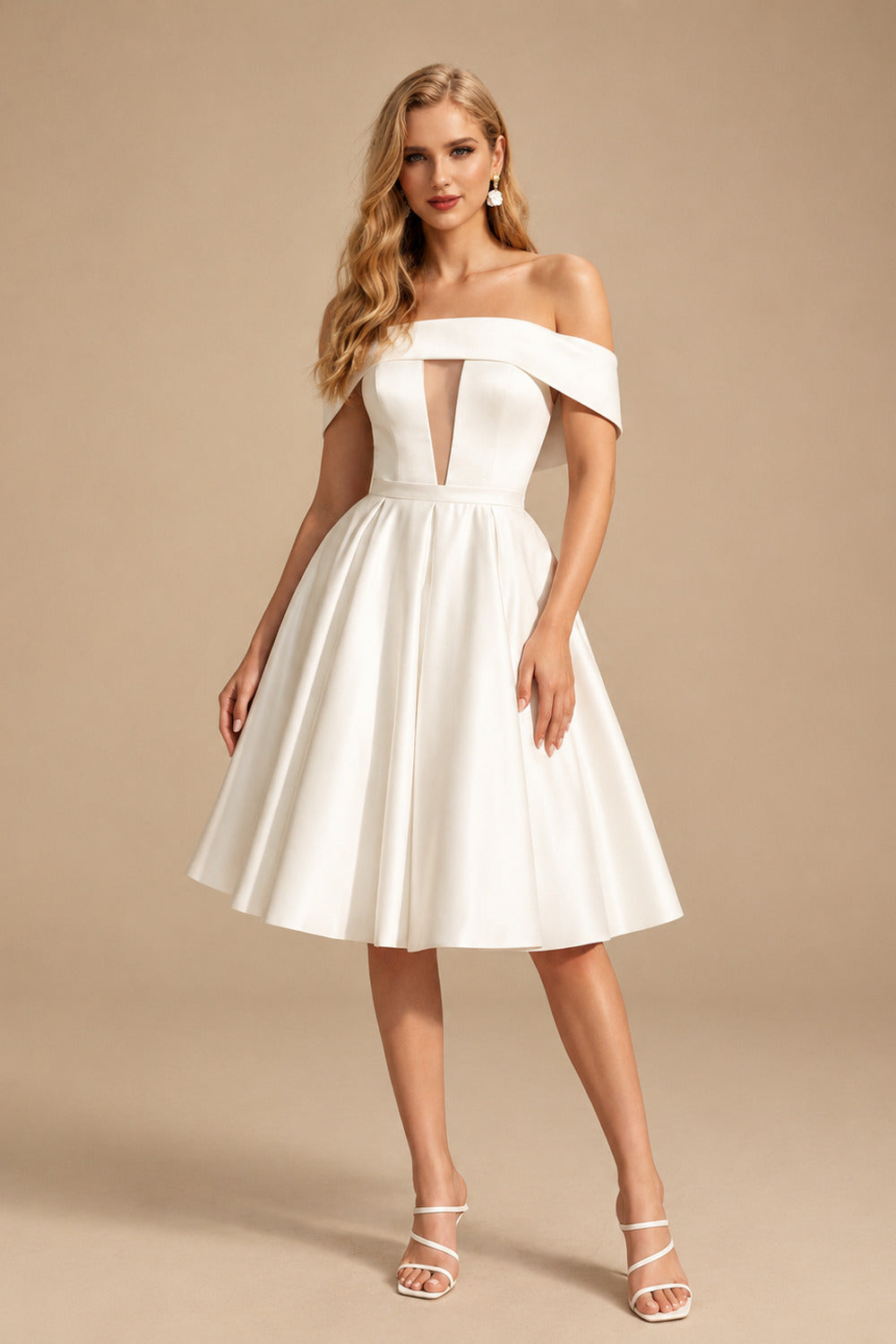 Rutipo Ivory Elegant A-Line Sleeveless Short/Mini Tulle Wedding Dresses