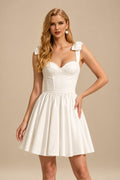 Rutipo Ivory Sweet A-Line Sweetheart Sleeveless Short/Mini Satin Wedding Dresses