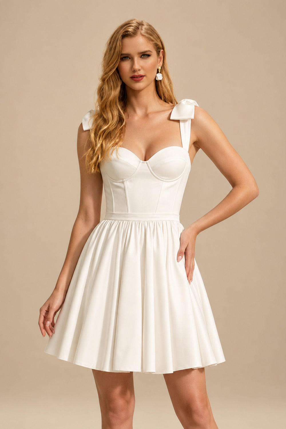 Rutipo Ivory Sweet A-Line Sweetheart Sleeveless Short/Mini Satin Wedding Dresses