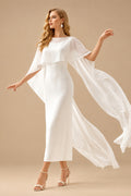 Rutipo Ivory A-Line Scoop Neck Sleeveless Ankle-Length Wedding Dresses