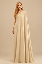 Rutipo Champagne Sheath/Column V-Neck Long Sleeves Floor-Length Elastic Satin Wedding Dresses