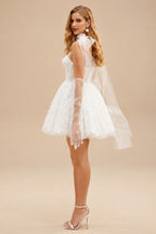 Rutipo Ivory A-Line Sweetheart Sleeveless Short/Mini Lace Little White Wedding Dresses