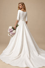 Rutipo Ivory Classic Satin Ball-Gown Wedding Dresses With Beading