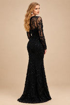 Rutipo Black Trumpet/Mermaid Sweetheart Long Sleeves Black Lace Wedding Dresses