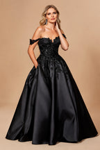 Rutipo Black Ball-Gown Sweetheart Sleeveless Court Train Wedding Dresses With Lace