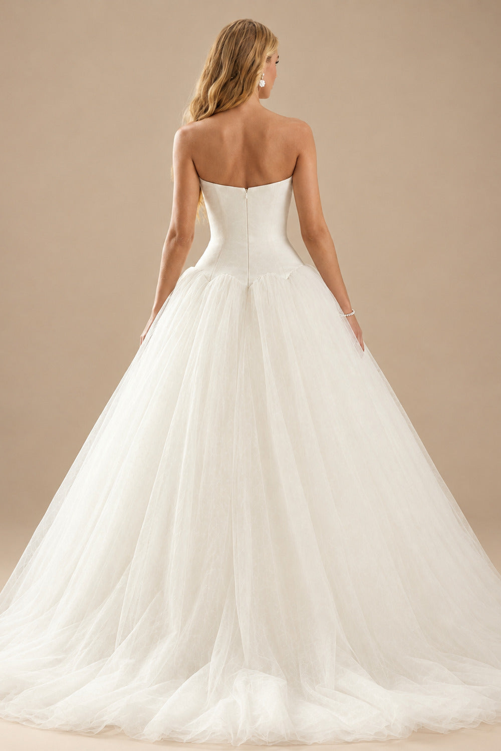 Rutipo Ivory Strapless Ball-Gown Simple Vintage Wedding Dresses