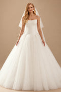 Rutipo Ivory Strapless Ball-Gown Simple Vintage Wedding Dresses
