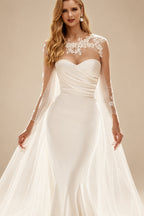 Rutipo Ivory Sweetheart Trumpet/Mermaid Wedding Dresses With Cape