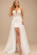 Rutipo Ivory Sheath/Column Sweetheart Lace Wedding Dresses With Appliques Lace